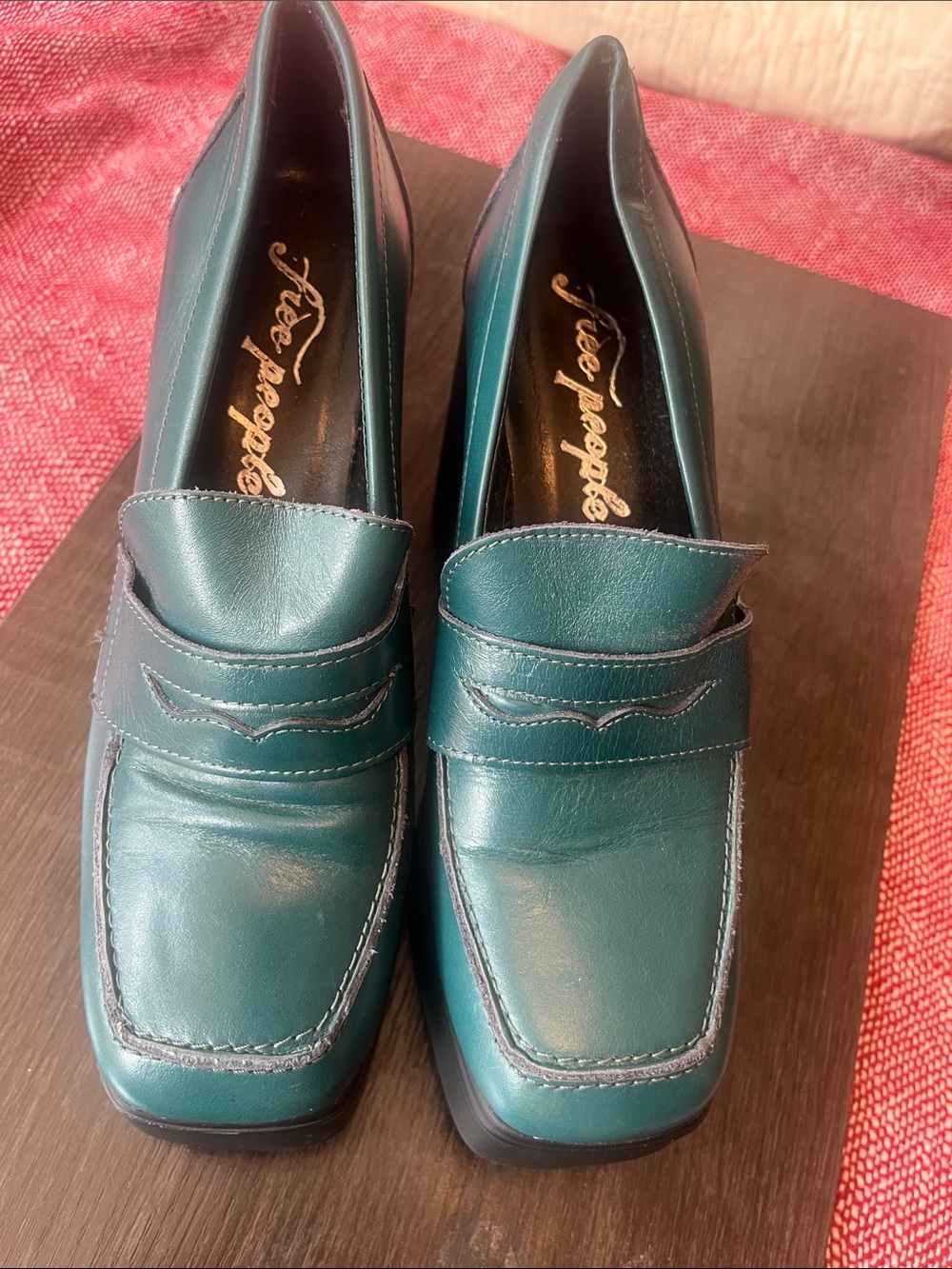 Free people teal platform heels size 8